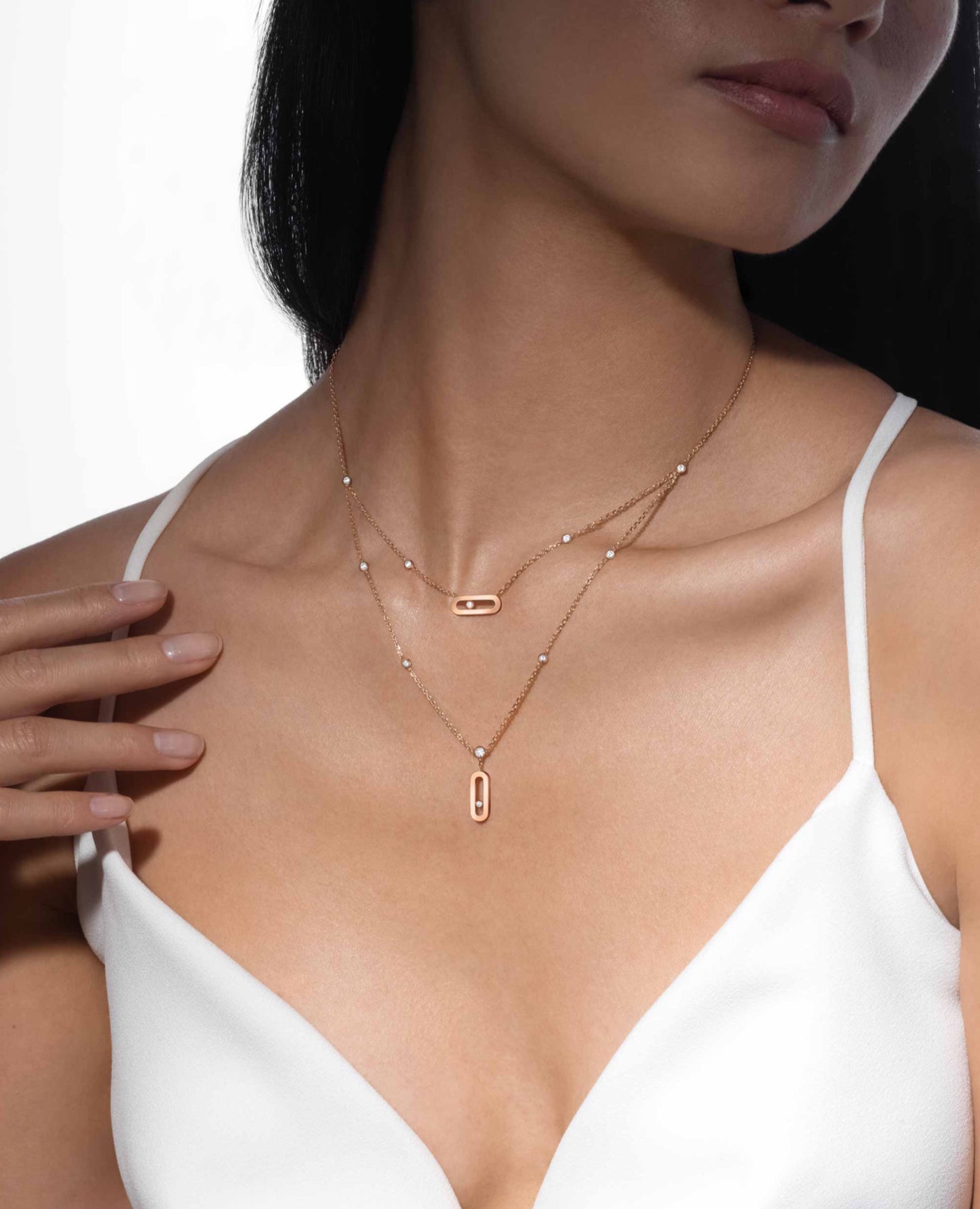 Messika Move Uno 2 Rows Necklace Rose Gold